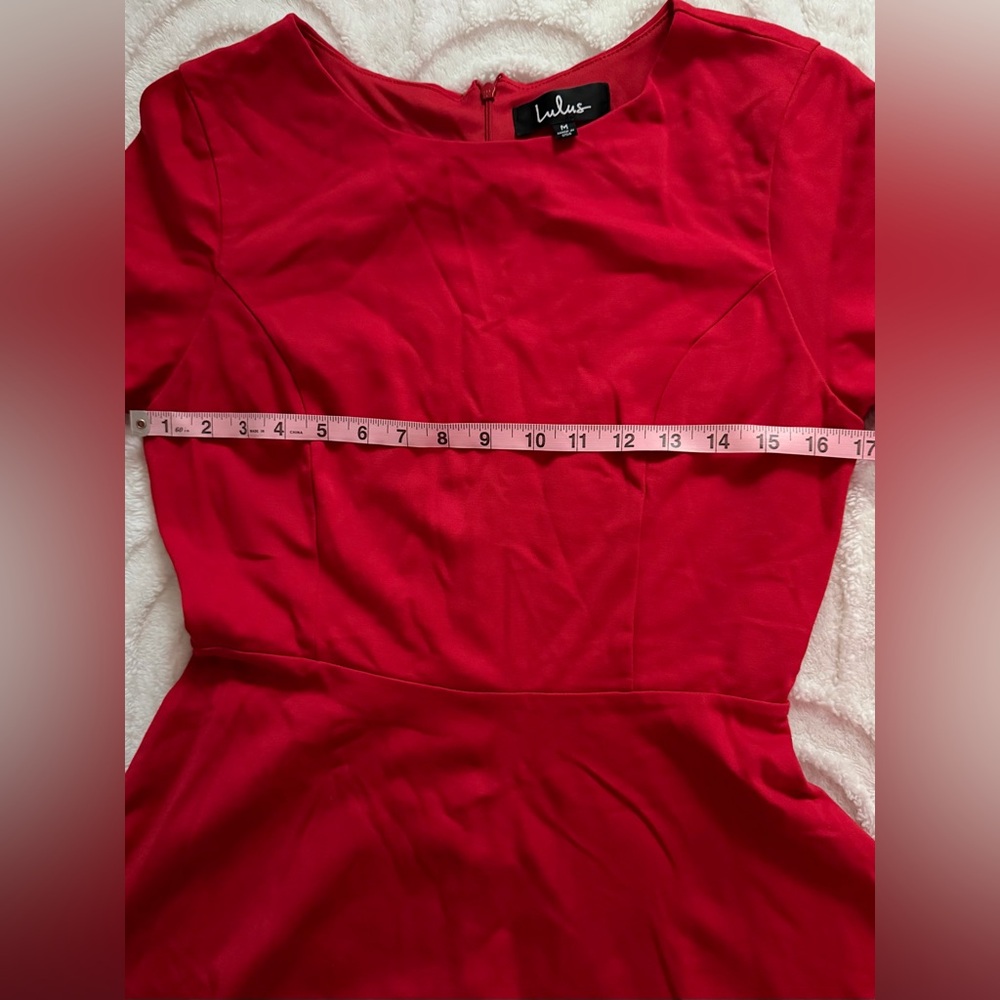 Lulu's Sheer Factor Red Skater Dress, Size M, EUC, Formal Holiday Party Dress - Picture 7 of 9